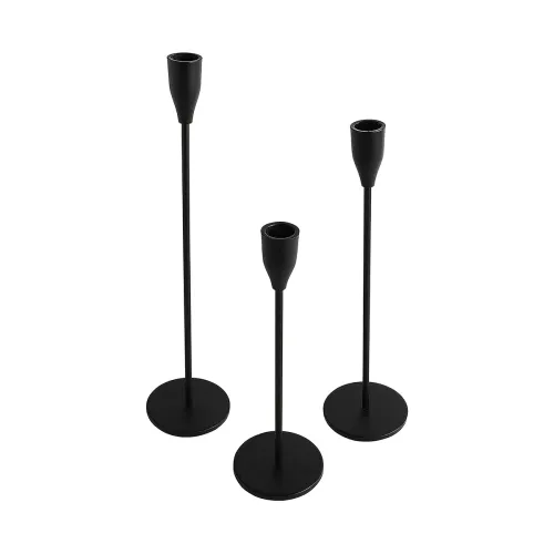 SET 3 CANDELABRO 8x23/28/33CM CON PUNTA NEGRA en Negro - Decoración, Uruguay | Koz
