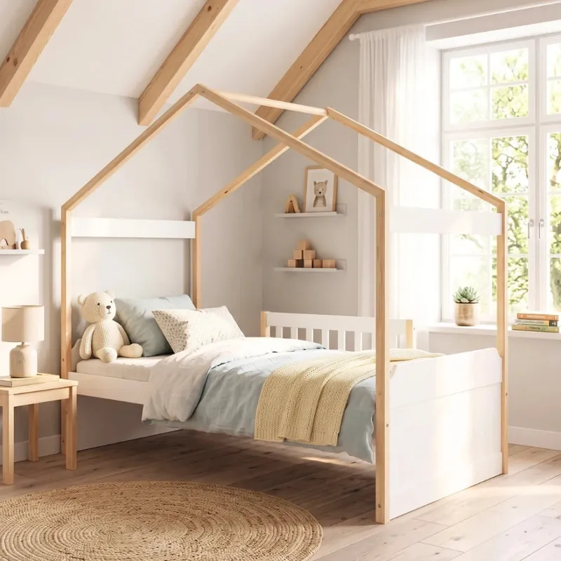 Cama Cabaña 1 Plaza Infantil - Blanco en Blanco - Dormitorio, Uruguay | Ecowood