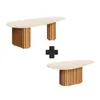 KIT Mesa De Living Oval Mix Small + Large Línea Nevada en Madera natural - Muebles para TV, Uruguay | Ecowood, vista 1 de 9