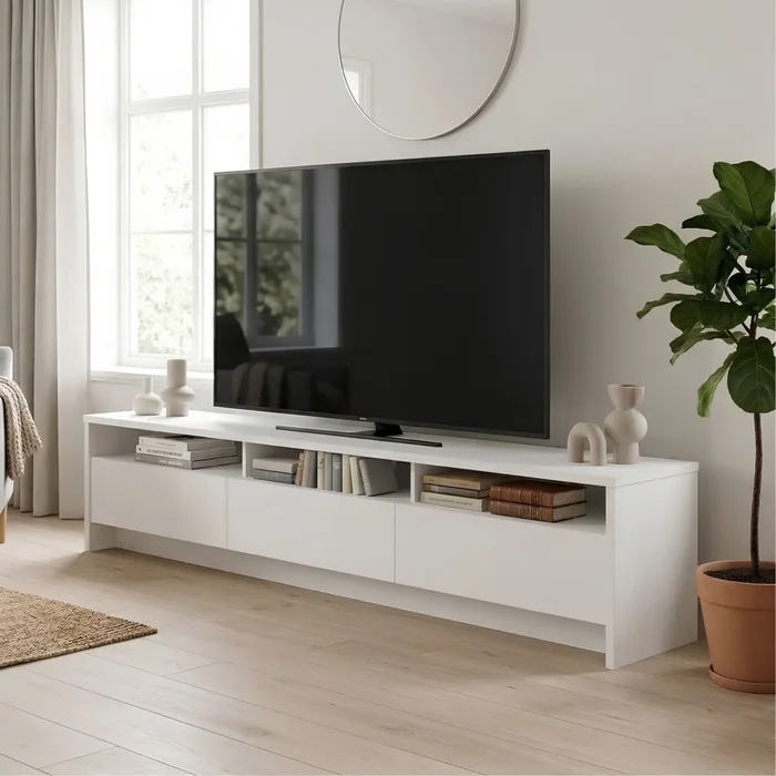 Rack de Tv 219 - Aspen - Blanco en Blanco - Muebles para TV, Uruguay | Rústico Hogar