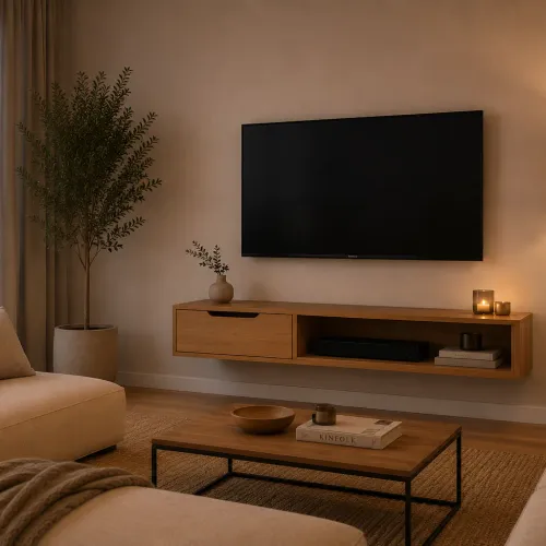 Rack Tucuma Flotante en Madera natural - Muebles para TV, Uruguay | Deluxe Home