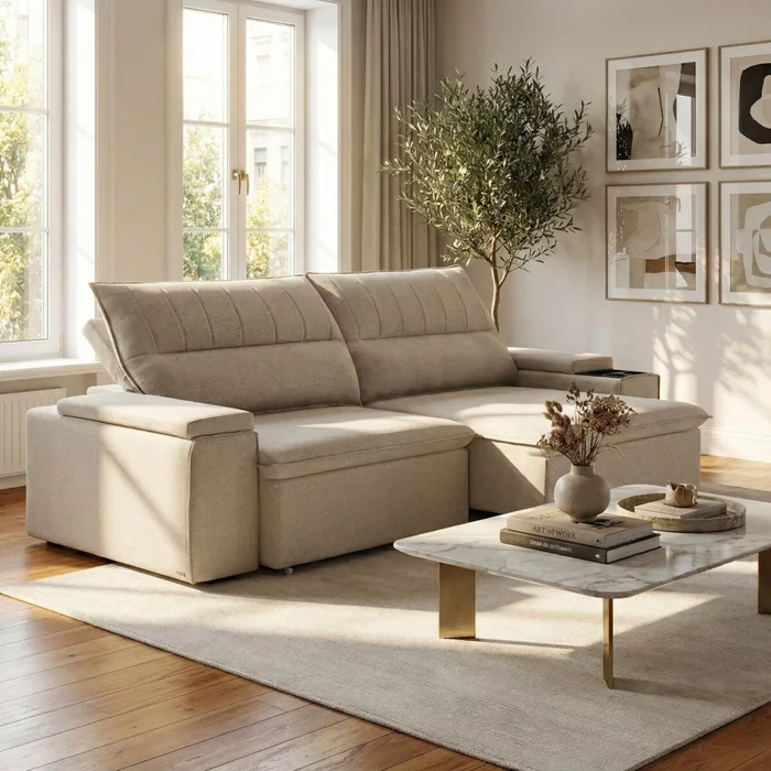 Sillón 3 Cuerpos Reclinable y Retráctil - Pavia - Beige en Beige - Sillones y sofás, Uruguay | Rústico Hogar