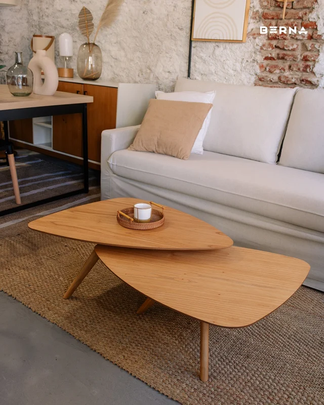 Conjunto Mesas de Centro Ovaladas Orla - Almendra en Madera natural - Mesas de living, Uruguay | Berna home, vista 3
