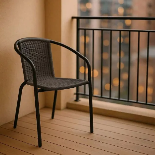 Silla De Exterior Rattan-sintetico-y-acero Negro Ubud en Negro - Muebles para el exterior, Uruguay | Divino