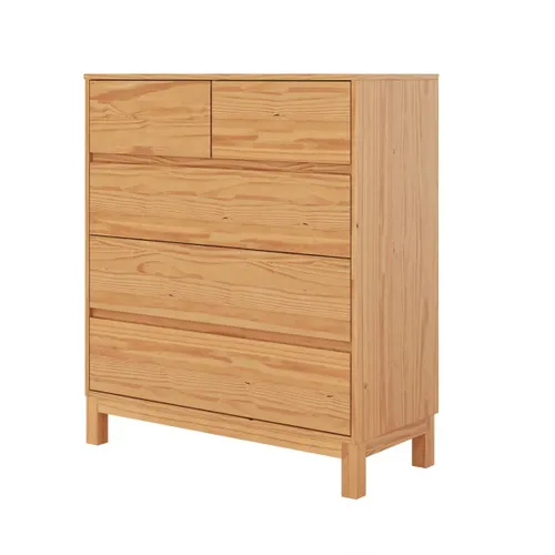 Cómoda 5 Cajones - Madera Maciza - Square en Madera natural - Cómodas, Uruguay | Rústico Hogar