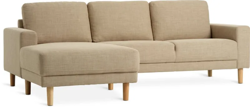Sofá EGENSE con chaise longue tela arena en Beige - Sillones y sofás, Uruguay | JYSK