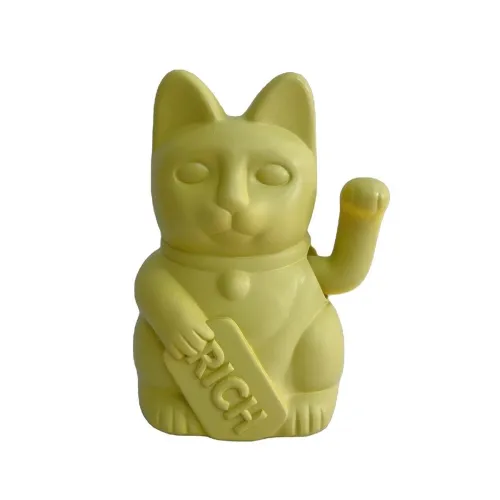 GATO DECORATIVO 12.5x10.5x16.5CM AMARILLO/PROSPERIDAD en Amarillo - Decoración, Uruguay | Koz