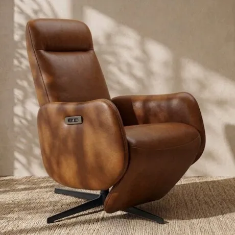 Sillón Reclinable Cuero Aura Amendoa en Marrón - Sillones y sofás, Uruguay | Aihaus