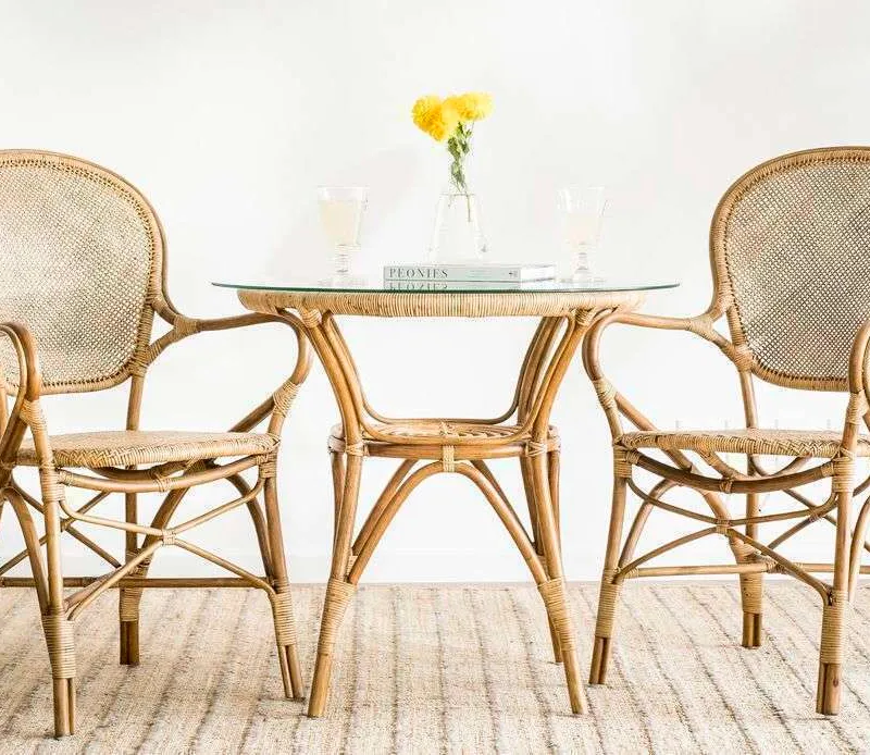 MESA DE BAMBOO Y VIDRIO - SIKA DESIGN - 80 CMS en Madera natural - Mesas de comedor, Uruguay | La Iberica