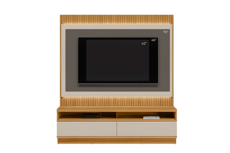 Rack con Panel Modular Sao Paulo 180cm con Led MDF/MDP en Madera natural - Muebles para TV, Uruguay | Balton, vista 8