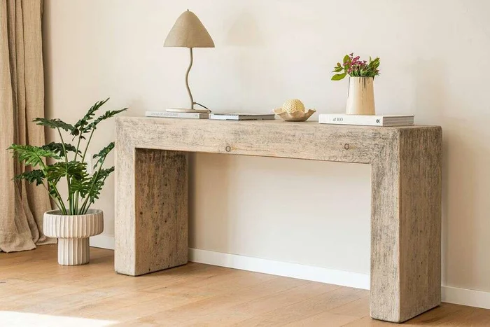 MESA DE ARRIMO / CONSOLA TAURET GRIS - 1.80 MTS en Madera natural - Bibliotecas, Uruguay | La Iberica, vista 3