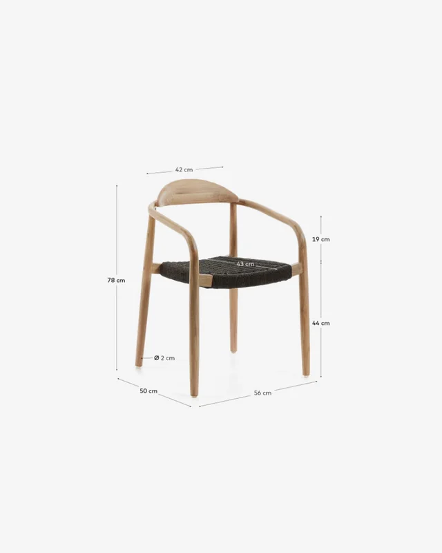 Silla Nina madera maciza - de acacia y cuerda negro en Negro - Sillas, Uruguay | Kavehome, vista 10