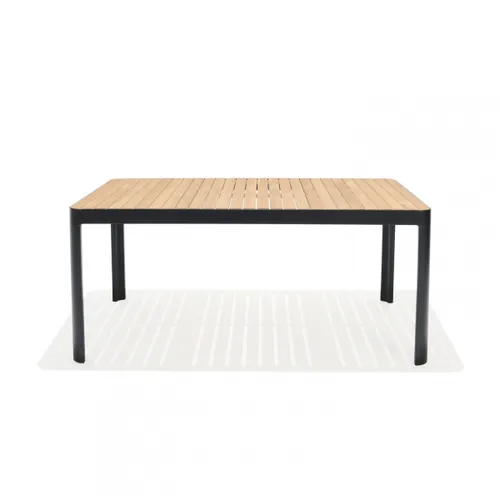 Mesa Aluminio y Teca - Portals 161x95cm en Marrón, Negro - Muebles para el exterior, Uruguay | Rústico Hogar