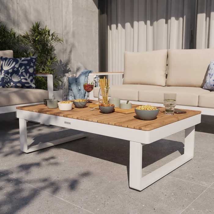 Mesa de centro Persea Blanca Rectangular en Blanco - Muebles para el exterior, Uruguay | Naterial Uruguay