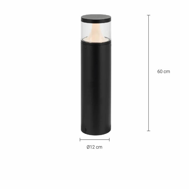 Luminaria Bolardo Exterior 9W Kane 60cm Negro en Negro - Lámparas de pie, Uruguay | Serlux, vista 3