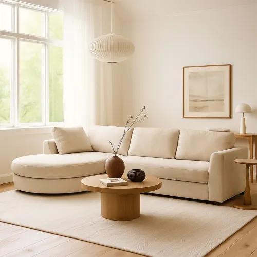 Rinconera Lotus - Tela Microfibra - Chaise Izquierdo - 12073 (Greige) en Beige - Sillones y sofás, Uruguay | NYR