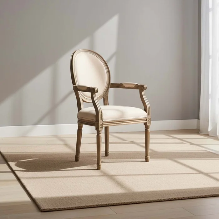 Butaca Madera-y-tela Natural-beige Estilo Luis Xv en Madera natural - Sillas, Uruguay | Divino