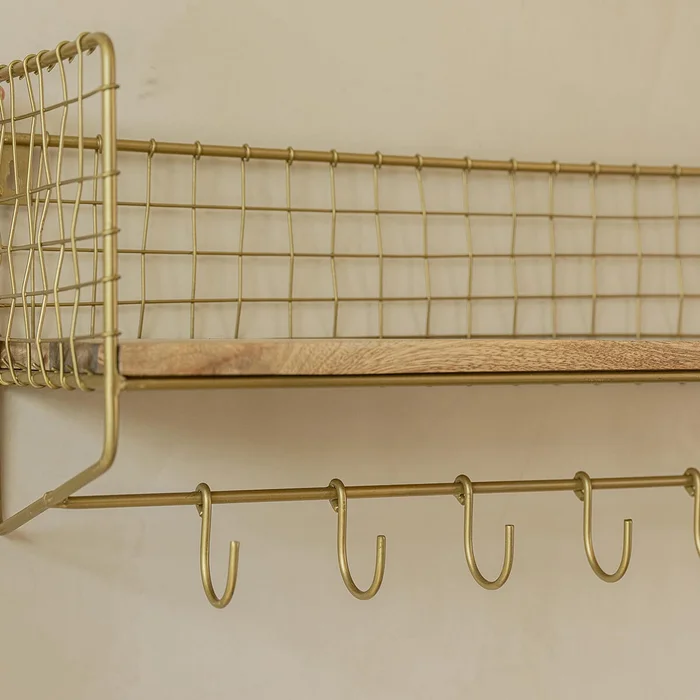 Estante de pared metálico 51x24 en Dorado - Percheros y colgadores, Uruguay | De Arcos, vista 2