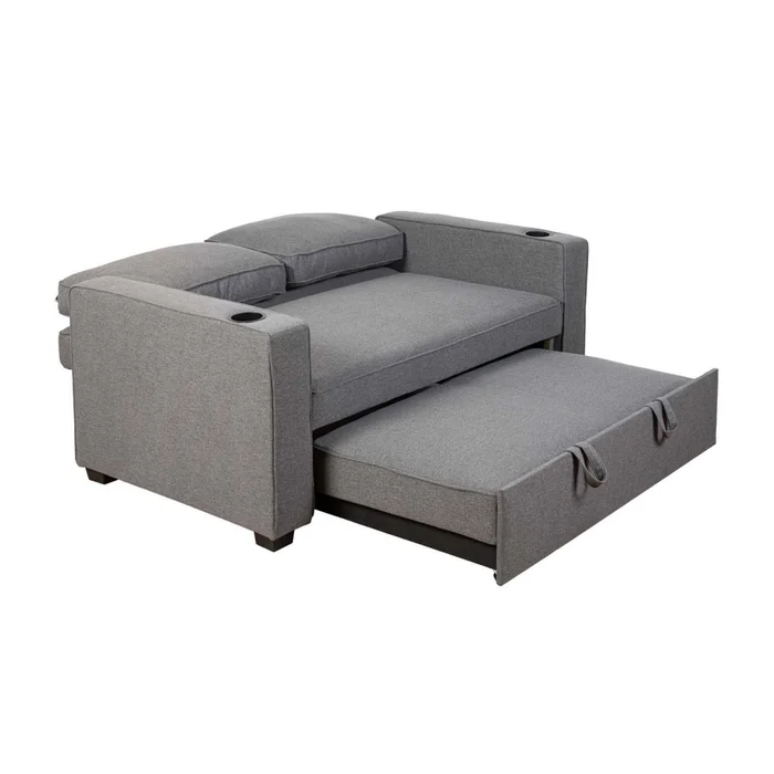 Sofá Cama 2 Cuerpos Tela Gris Miley Gris Osc en Gris - Sillones y sofás, Uruguay | Divino, vista 5