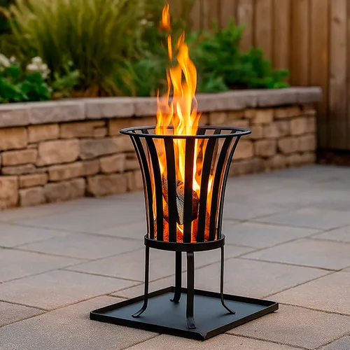 Brasero en hierro negro Calabria en Negro - Muebles para el exterior, Uruguay | Alta Gracia Deco