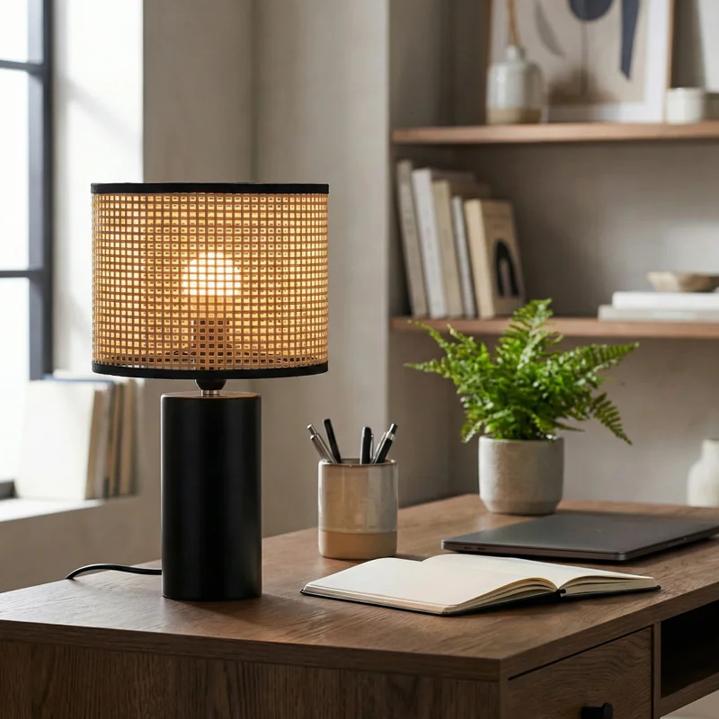 Nativo Cylinder Rattan en Negro - Lámparas de mesa, Uruguay | La Perla, vista 4