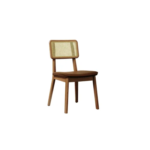 Silla de Comedor Classic - Línea Manhattan - Tela Bouclé/Cuero sintético en Marrón - Sillas, Uruguay | Nario Hogar