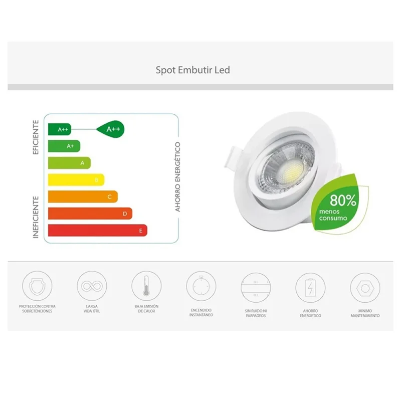 Downlight LED Neptuno 5W Luz Cálida en Blanco - Lámparas colgantes, Uruguay | Serlux, vista 4