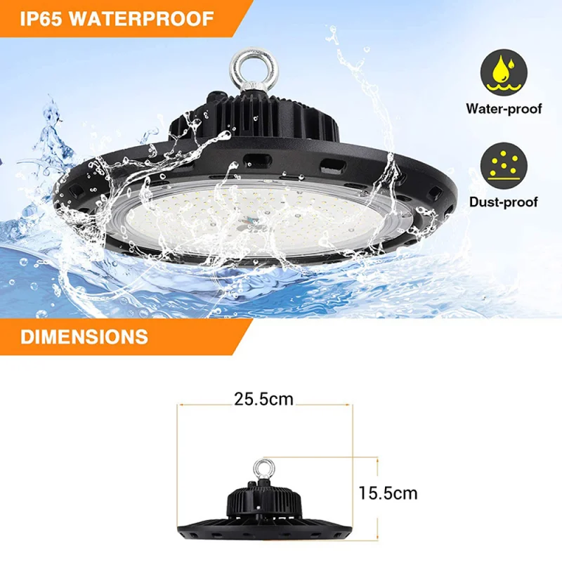 Campana LED UFO 100W Luz Fría en Negro - Lámparas colgantes, Uruguay | Serlux, vista 5