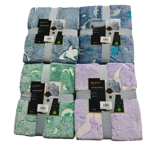 MANTA VELVET BRILLA EN OSCURIDAD 150X200CM SURTIDO - Textiles, Uruguay | Decohogar