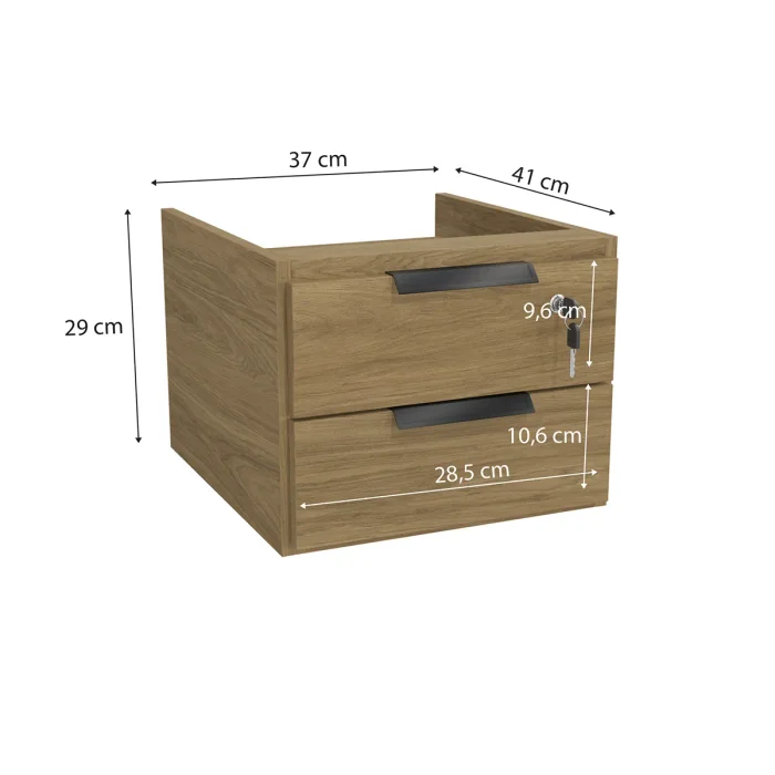 Cajonera 2 Cajones para Escritorio con Llave - Versatil en Madera natural - Escritorios y sillas de escritorio, Uruguay | Delta Center, vista 2