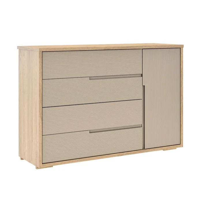 Cómoda Zapatera Nordik - 4 cajones 1 puerta - Text en Beige - Cómodas, Uruguay | Ecowood, vista 3