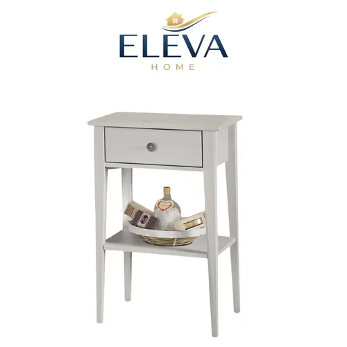 Mesa de luz Berna Madera Maciza - Blanco en Blanco - Mesas de luz, Uruguay | Nario Hogar