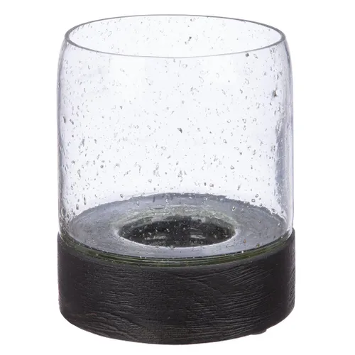 FAROL DE MADERA MANGO D12x15CM MARRON TRANSPARENTE - Velas y Portavelas, Uruguay | Decohogar