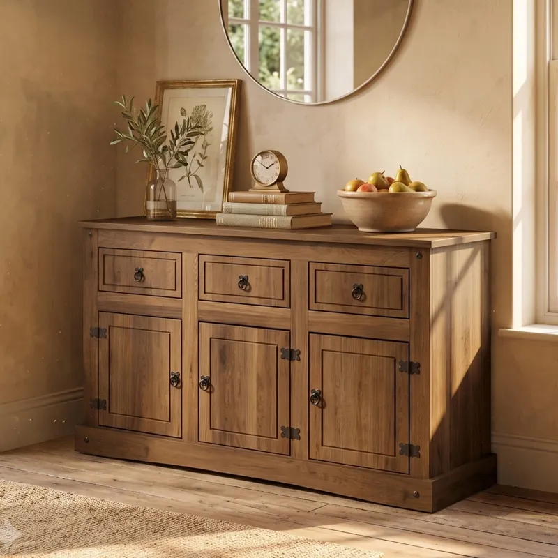 Aparador Bargueño Linea Mexicana Madera Maciza - Natural en Madera natural - Aparadores y recibidores, Uruguay | Rústico Hogar