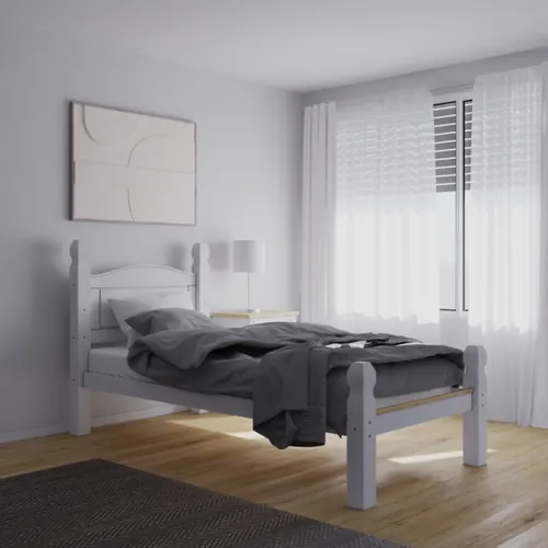 Cama 1 Plaza Madera Maciza Linea Mexicana - Dormitorio, Uruguay | Rústico Hogar