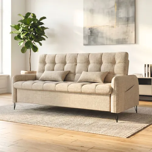 Sofa Cama Pilar - Beige en Beige - Sillones y sofás, Uruguay | Rústico Hogar