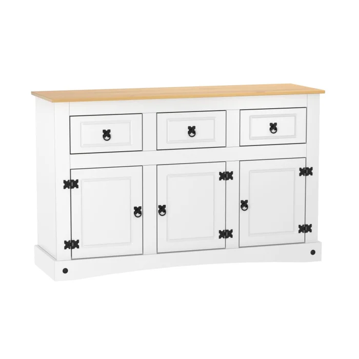 Aparador 3 Puertas 3 Cajones Linea Mexicana Barqueño E1638 en Blanco - Aparadores y recibidores, Uruguay | Muebles Express