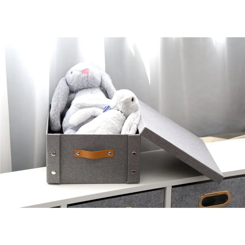 CAJA ORGANIZADOR C/ASA 26.5X31.5X14.5CM EXT TELA GRIS en Gris - Canastos, Uruguay | Decohogar, vista 3