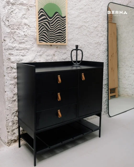 Comoda Multifuncional - Negra en Madera natural - Cómodas, Uruguay | Berna home, vista 3
