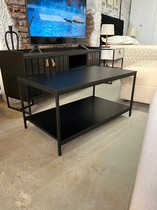 Mesa de Centro Ratona Rectangular Tapa Doble (Negro y Hierro Negro) en Madera natural - Mesas de living, Uruguay | Berna home, vista 3