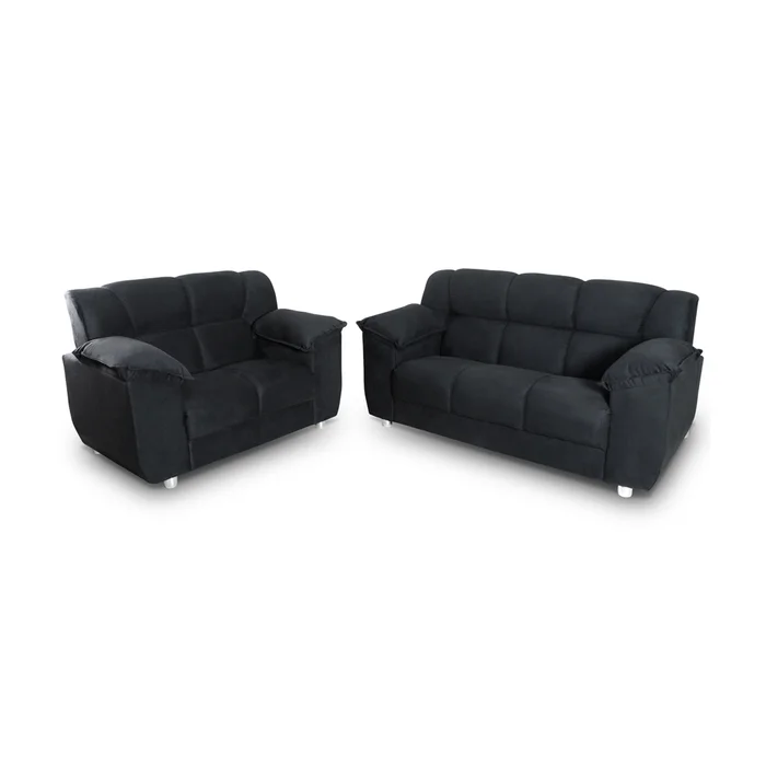 Juego De Living Sofa 2 Y 3 Cuerpos Tapizados En Tela en Negro, Uruguay | Soy Hogar