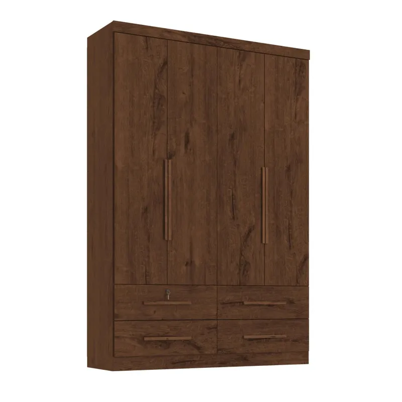 Ropero Max Plus 4 Puertas 4 Cajones - Línea Glam - Nogal en Marrón - Roperos y placares, Uruguay | Ecowood