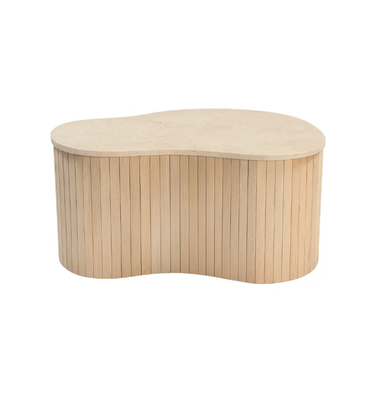 MESA LIVING VERONA ORGANICA MADERA Y MARMOL BOTTOCINO en Madera natural - Mesas de living, Uruguay | Masinfinito Casa