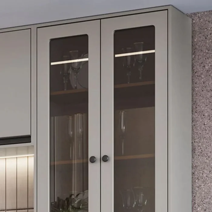 Panelero Cristalero Modular 4 Puertas Con Vidrio Y Patas Gris en Gris - Muebles, Uruguay | Soy Hogar, vista 5