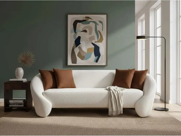 SOFA 3 CUERPOS - TAPIZADO TELA BEIGE - ALMOHADONES LADRILLO en Beige - Sillones y sofás, Uruguay | Champagne Home, vista 2