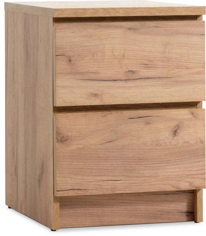 Mesa de luz LIMFJORDEN 2 cajones roble nat en Madera natural - Mesas de luz, Uruguay | JYSK