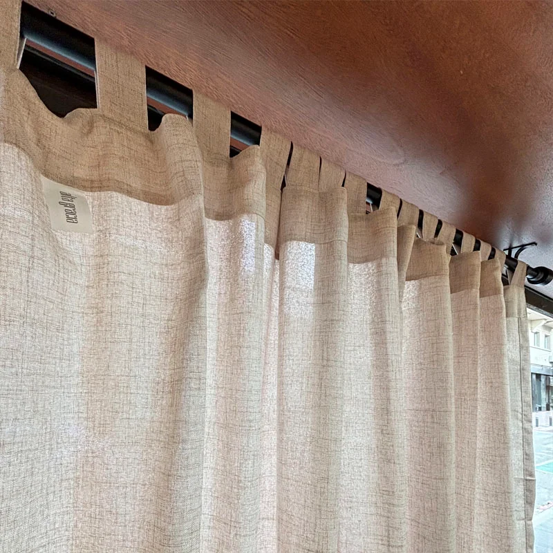 Cortina en lino Tab Tops blanca ó natural paño 150cm en Blanco - Textiles, Uruguay | Alta Gracia Deco, vista 3