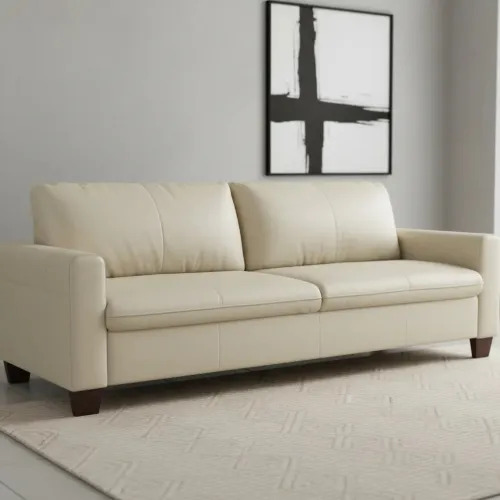 SOFA 4 CUERPOS - TAPIZADO EN CUERO VACUNO - COLOR PERLA FOSCO en Perla - Sillones y sofás, Uruguay | Champagne Home
