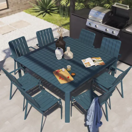 Mesa Comedor Idaho 6/8 puestos Azul Agata en Azul - Muebles para el exterior, Uruguay | Naterial Uruguay