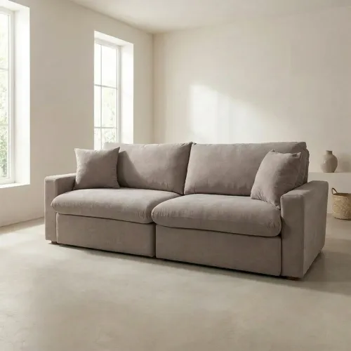 Sofá Cama Slow (Retráctil) - Tela Microfibra - FX4-11 (Tostado) en Beige - Sillones y sofás, Uruguay | NYR